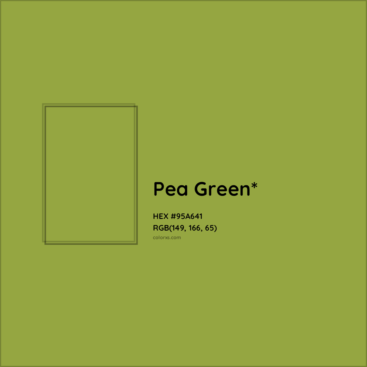 #95A641 hex color. RGB, RYB, CMYK, HSL, HSV codes and color conversions. Matching color names, palettes, paints.