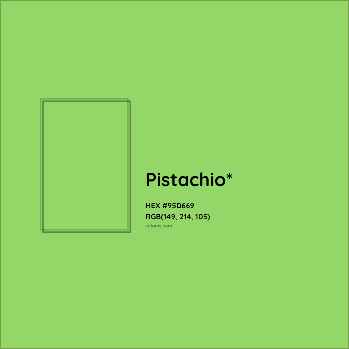 #95D669 hex color. RGB, RYB, CMYK, HSL, HSV codes and color conversions. Matching color names, palettes, paints.