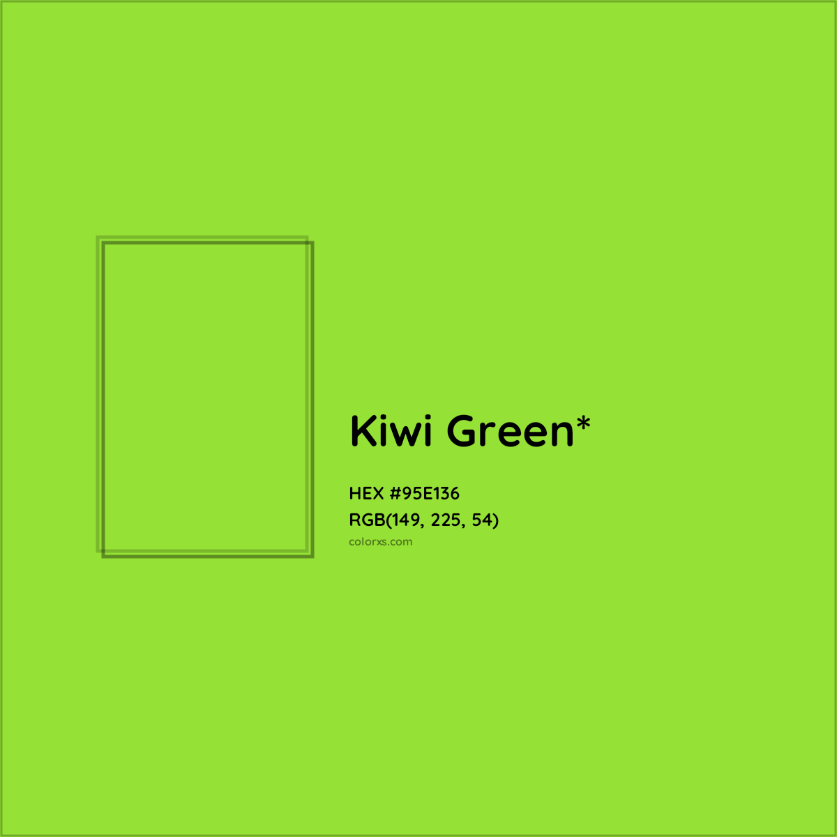 #95E136 hex color. RGB, RYB, CMYK, HSL, HSV codes and color conversions. Matching color names, palettes, paints.