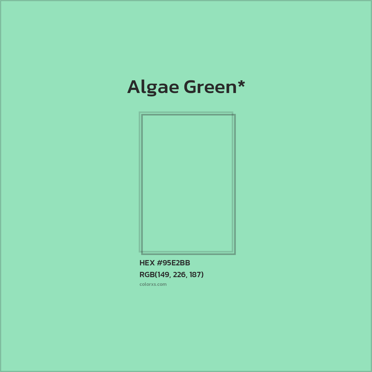 #95E2BB hex color. RGB, RYB, CMYK, HSL, HSV codes and color conversions. Matching color names, palettes, paints.