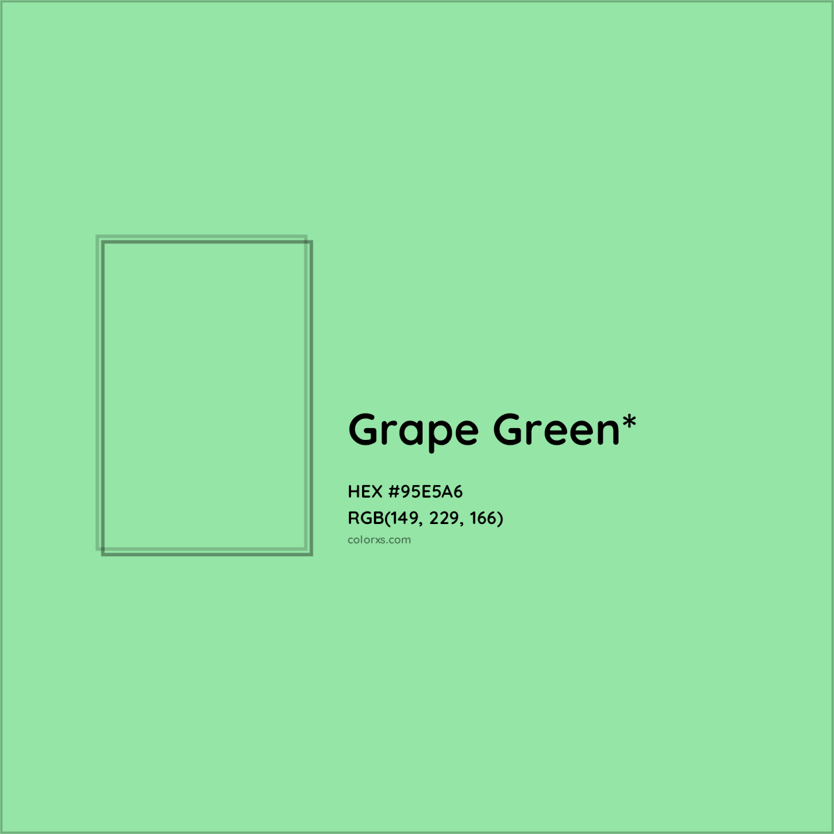 #95E5A6 hex color. RGB, RYB, CMYK, HSL, HSV codes and color conversions. Matching color names, palettes, paints.