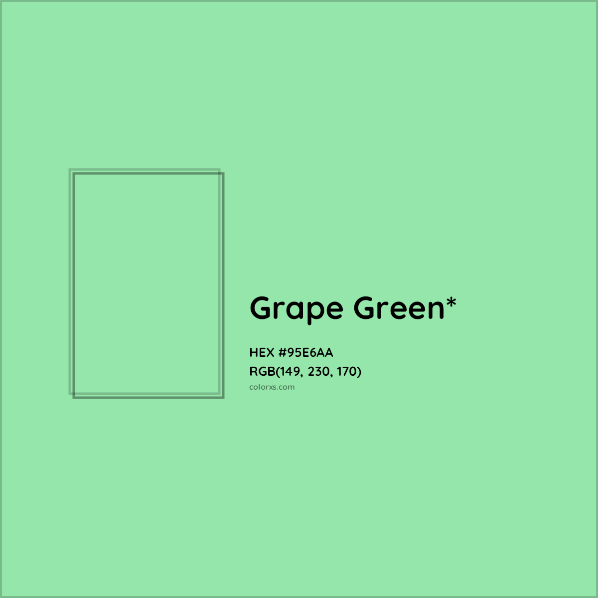 #95E6AA hex color. RGB, RYB, CMYK, HSL, HSV codes and color conversions. Matching color names, palettes, paints.