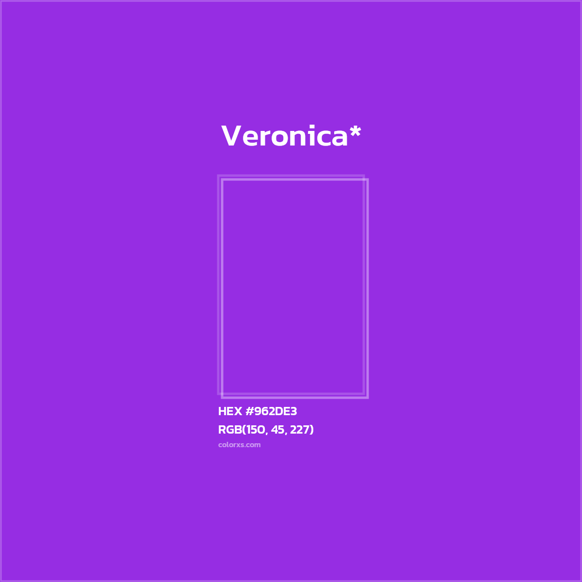 #962DE3 hex color. RGB, RYB, CMYK, HSL, HSV codes and color conversions. Matching color names, palettes, paints.