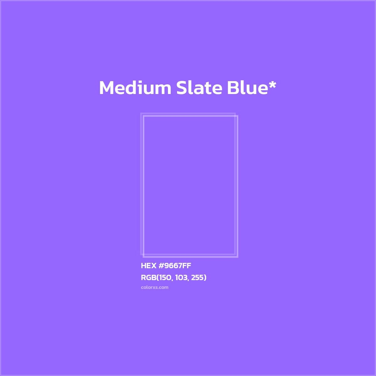 #9667FF hex color. RGB, RYB, CMYK, HSL, HSV codes and color conversions. Matching color names, palettes, paints.