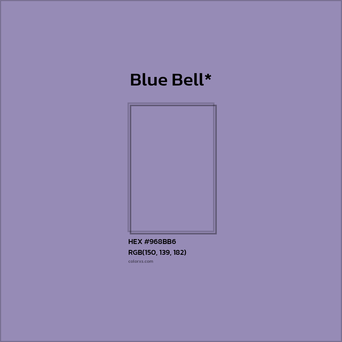 #968BB6 hex color. RGB, RYB, CMYK, HSL, HSV codes and color conversions. Matching color names, palettes, paints.