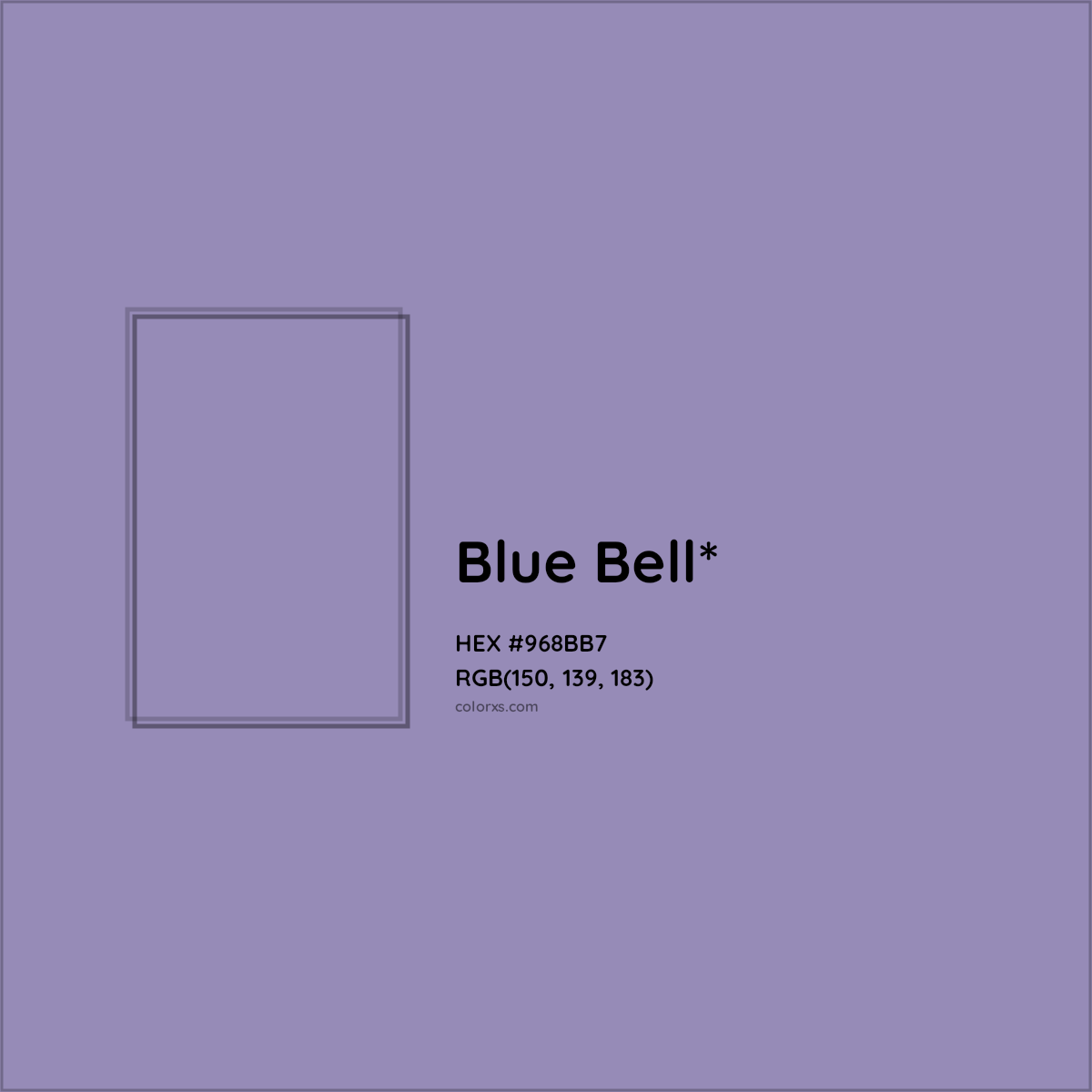#968BB7 hex color. RGB, RYB, CMYK, HSL, HSV codes and color conversions. Matching color names, palettes, paints.