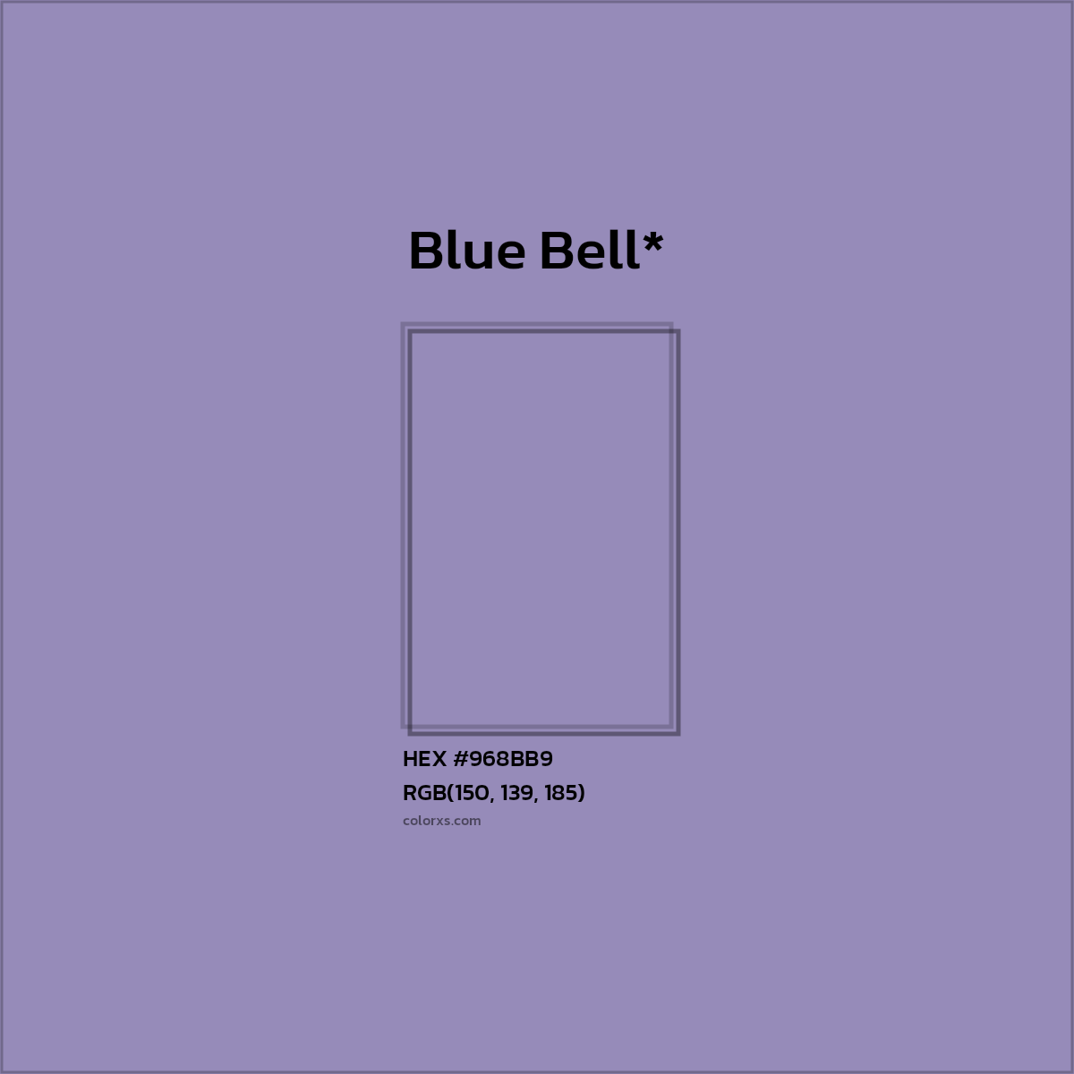 #968BB9 hex color. RGB, RYB, CMYK, HSL, HSV codes and color conversions. Matching color names, palettes, paints.