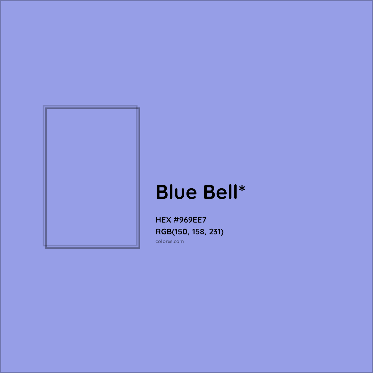 #969EE7 hex color. RGB, RYB, CMYK, HSL, HSV codes and color conversions. Matching color names, palettes, paints.