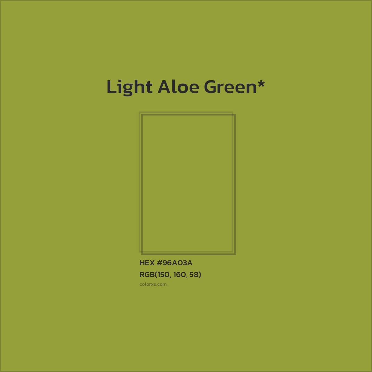 #96A03A hex color. RGB, RYB, CMYK, HSL, HSV codes and color conversions. Matching color names, palettes, paints.
