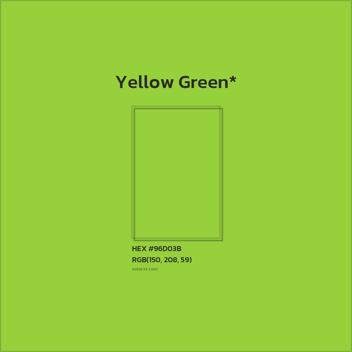 #96D03B hex color. RGB, RYB, CMYK, HSL, HSV codes and color conversions. Matching color names, palettes, paints.