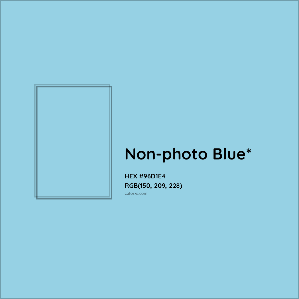 #96D1E4 hex color. RGB, RYB, CMYK, HSL, HSV codes and color conversions. Matching color names, palettes, paints.