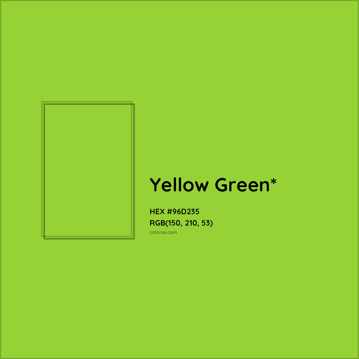 #96D235 hex color. RGB, RYB, CMYK, HSL, HSV codes and color conversions. Matching color names, palettes, paints.