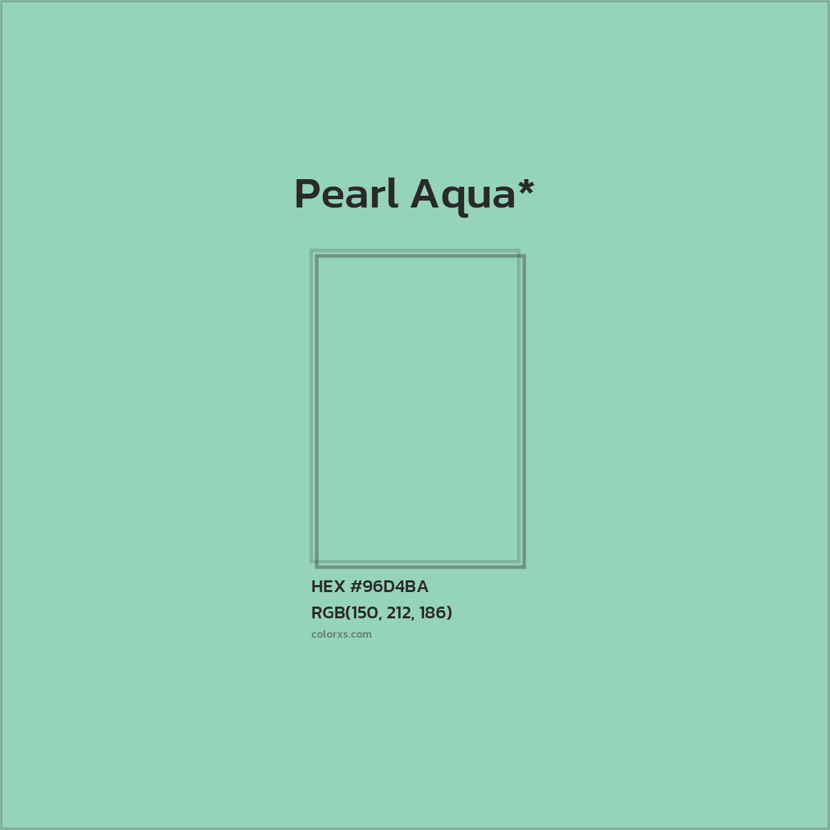 #96D4BA hex color. RGB, RYB, CMYK, HSL, HSV codes and color conversions. Matching color names, palettes, paints.