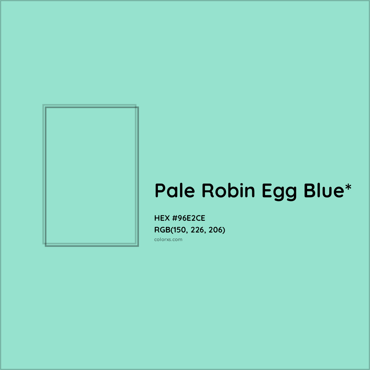 #96E2CE hex color. RGB, RYB, CMYK, HSL, HSV codes and color conversions. Matching color names, palettes, paints.