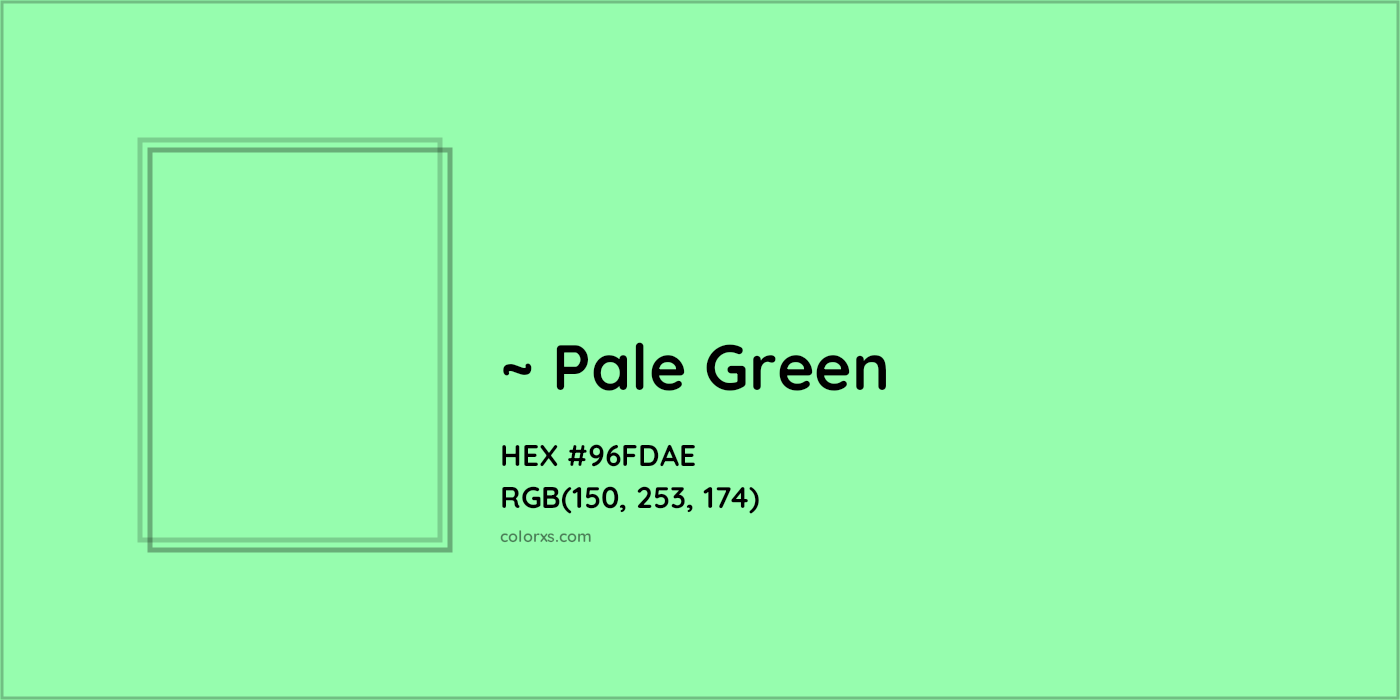#96FDAE hex color. RGB, RYB, CMYK, HSL, HSV codes and color conversions. Matching color names, palettes, paints.
