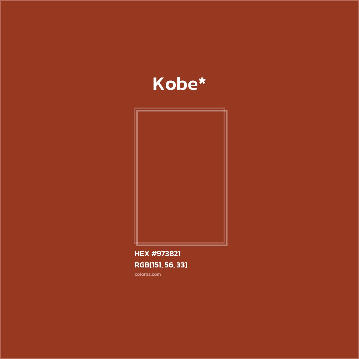 #973821 hex color. RGB, RYB, CMYK, HSL, HSV codes and color conversions. Matching color names, palettes, paints.
