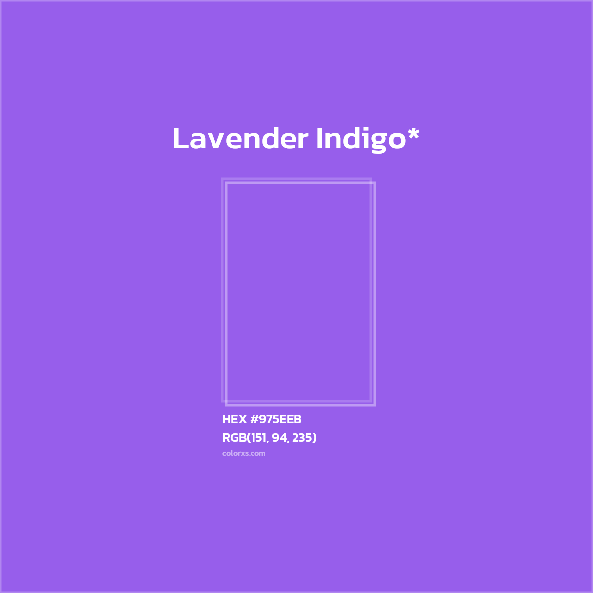 #975EEB hex color. RGB, RYB, CMYK, HSL, HSV codes and color conversions. Matching color names, palettes, paints.