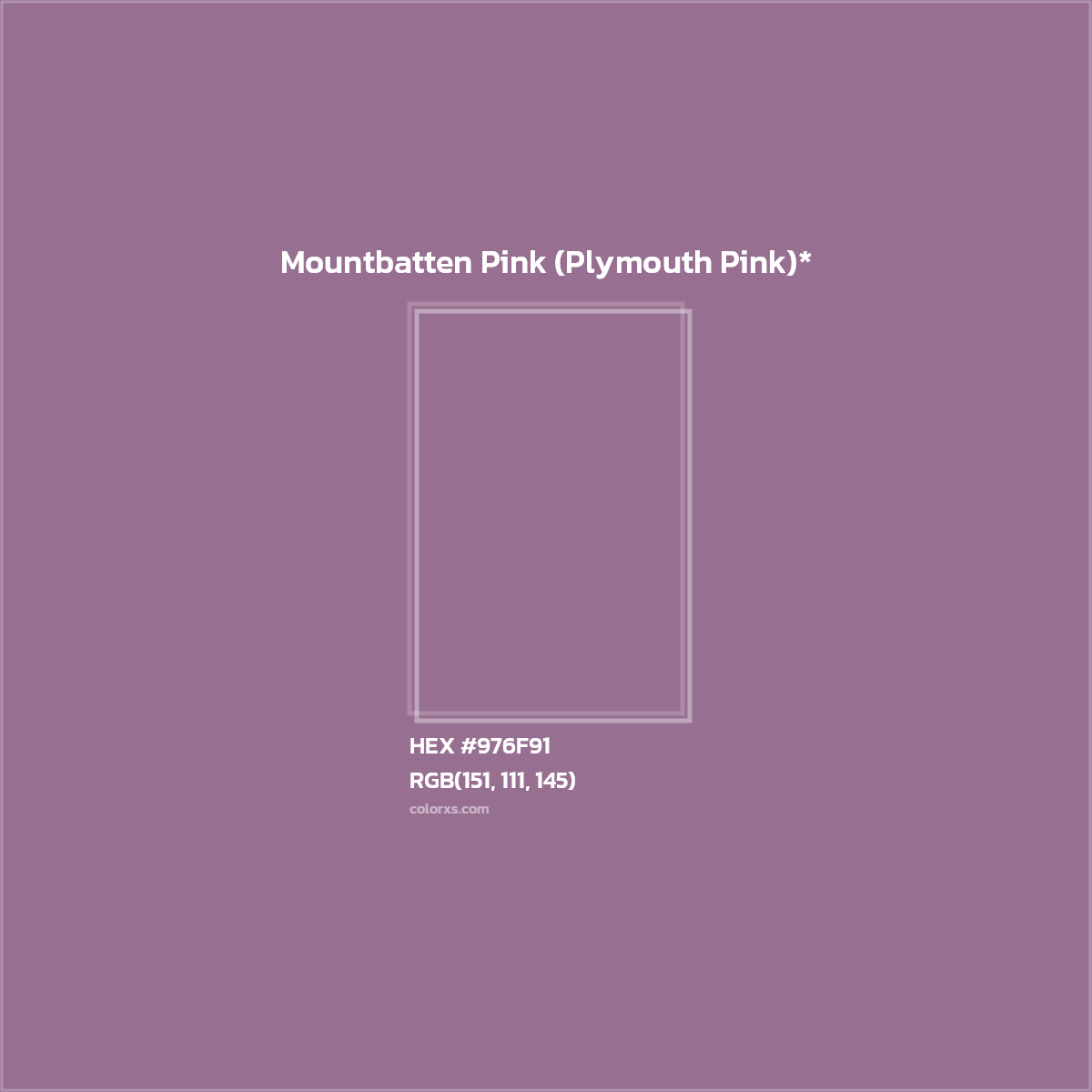 #976F91 hex color. RGB, RYB, CMYK, HSL, HSV codes and color conversions. Matching color names, palettes, paints.