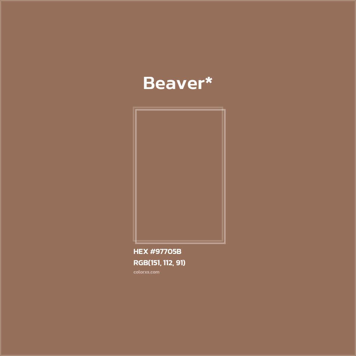 #97705B hex color. RGB, RYB, CMYK, HSL, HSV codes and color conversions. Matching color names, palettes, paints.