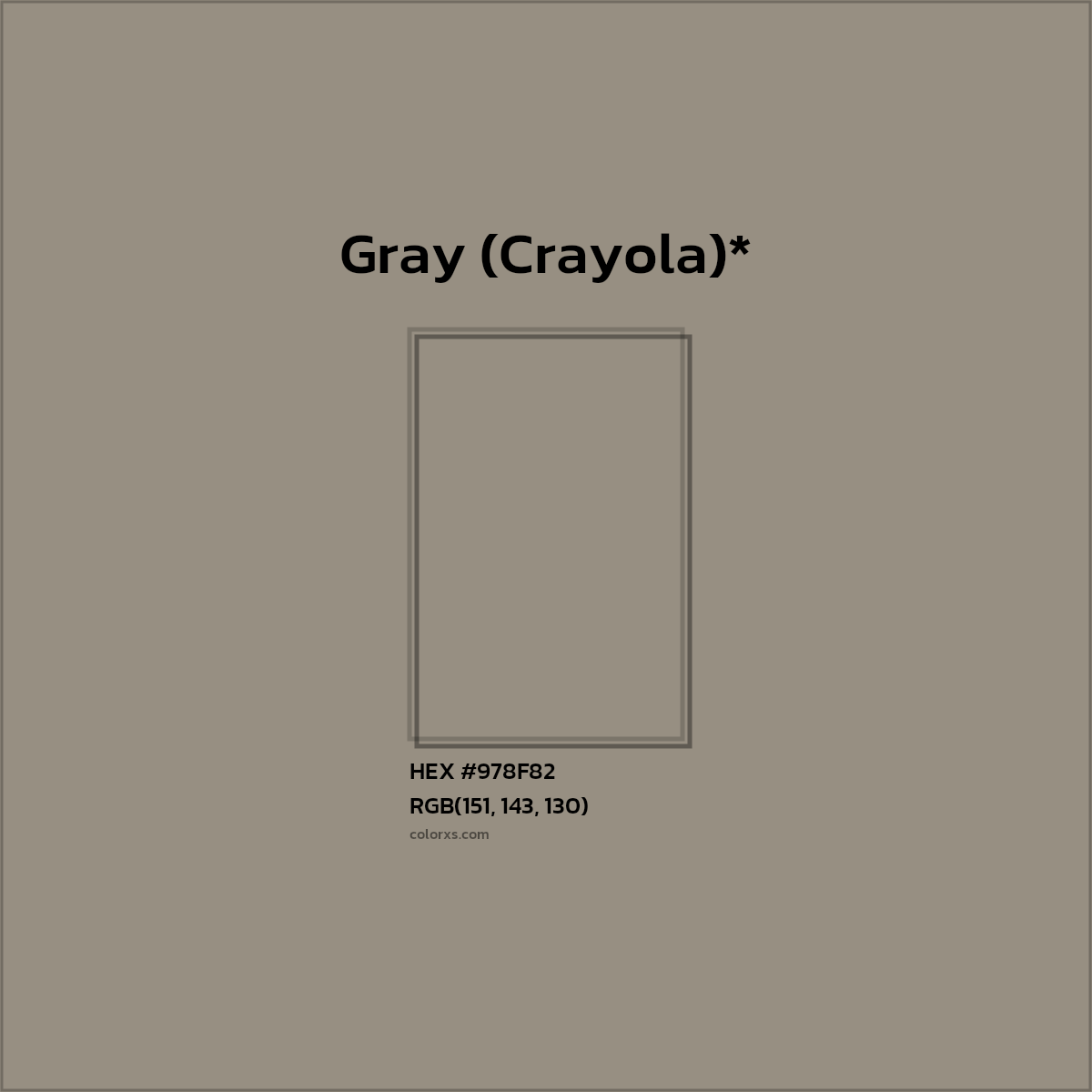 #978F82 hex color. RGB, RYB, CMYK, HSL, HSV codes and color conversions. Matching color names, palettes, paints.