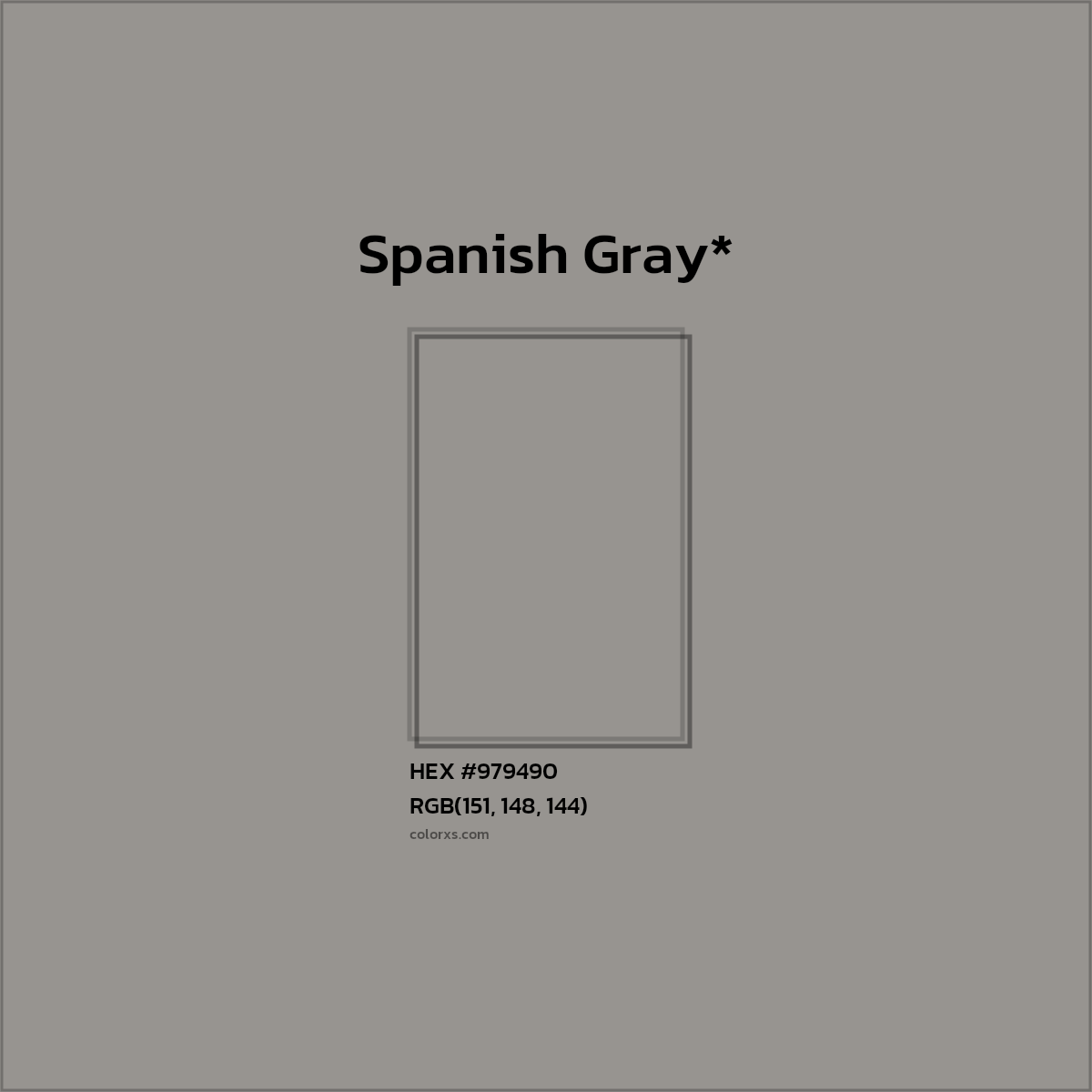 #979490 hex color. RGB, RYB, CMYK, HSL, HSV codes and color conversions. Matching color names, palettes, paints.