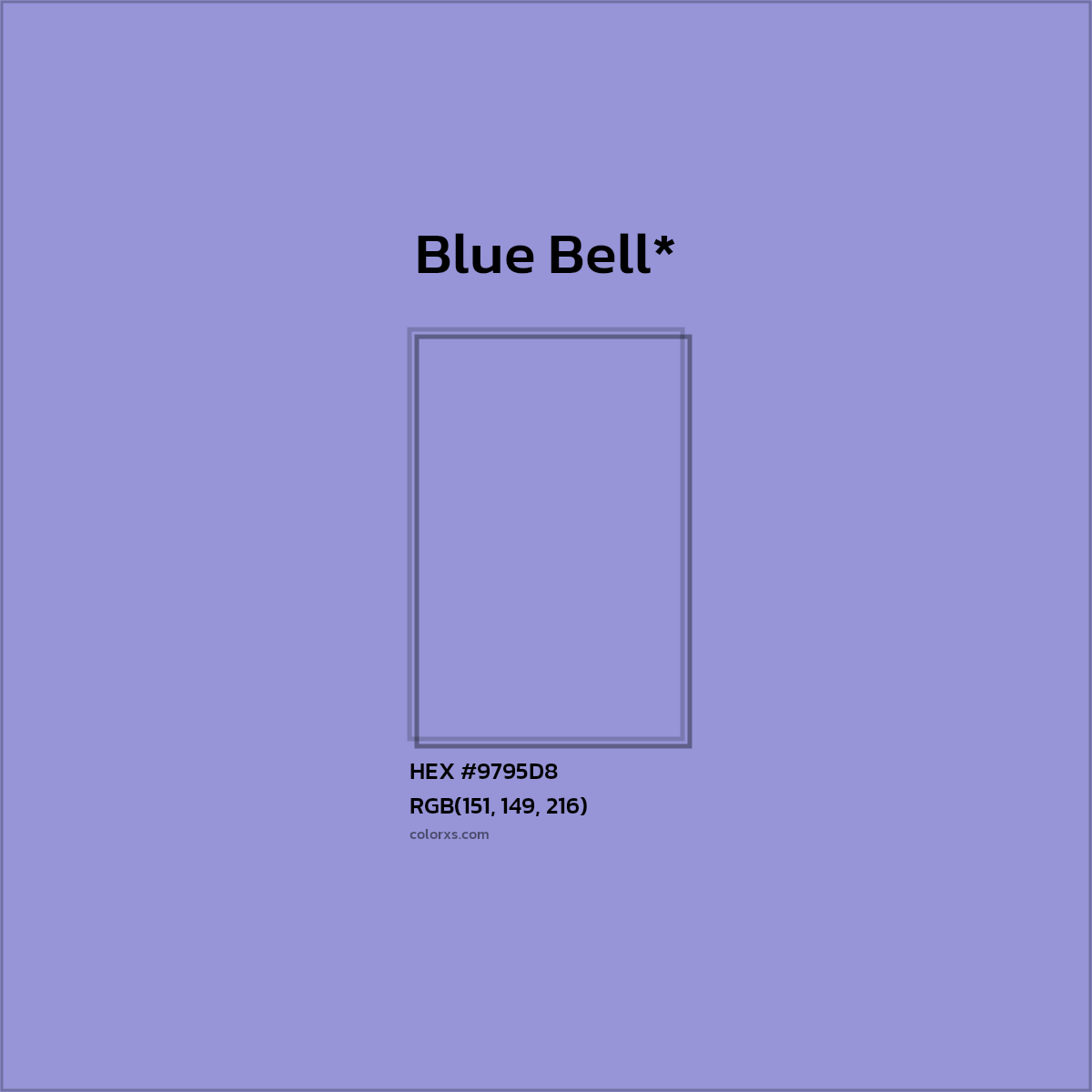 #9795D8 hex color. RGB, RYB, CMYK, HSL, HSV codes and color conversions. Matching color names, palettes, paints.