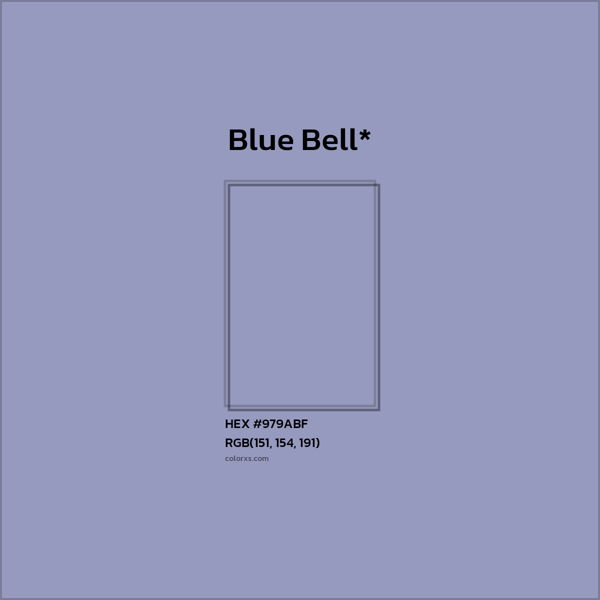#979ABF hex color. RGB, RYB, CMYK, HSL, HSV codes and color conversions. Matching color names, palettes, paints.