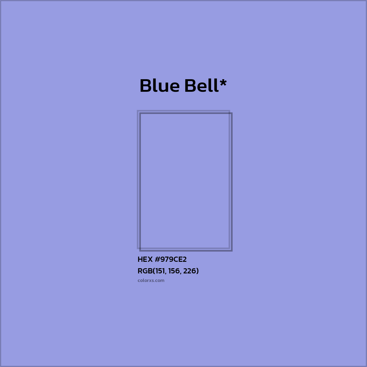 #979CE2 hex color. RGB, RYB, CMYK, HSL, HSV codes and color conversions. Matching color names, palettes, paints.
