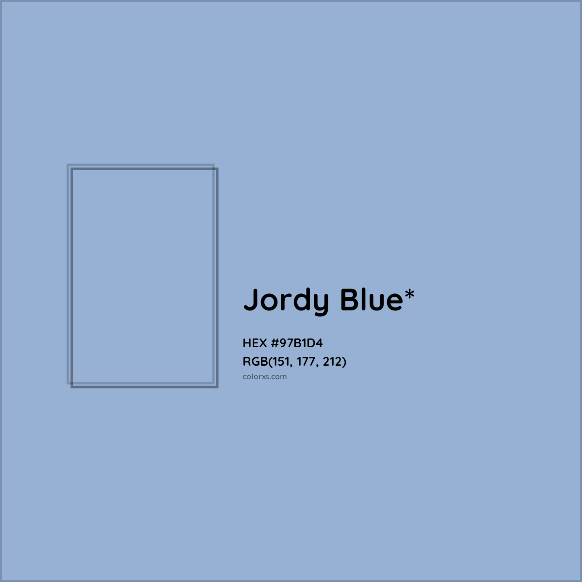 #97B1D4 hex color. RGB, RYB, CMYK, HSL, HSV codes and color conversions. Matching color names, palettes, paints.