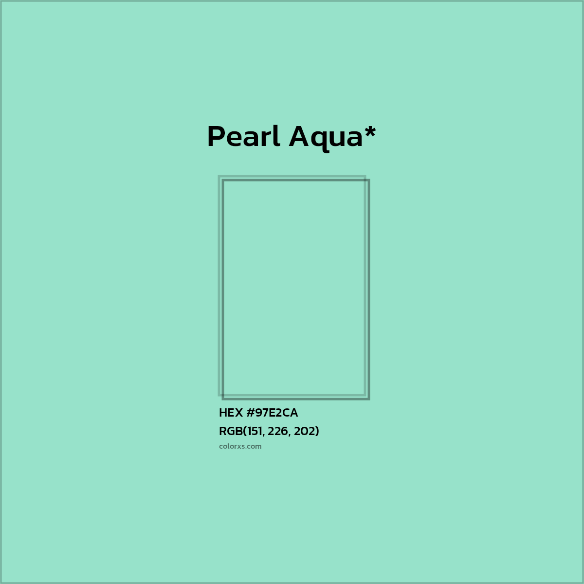 #97E2CA hex color. RGB, RYB, CMYK, HSL, HSV codes and color conversions. Matching color names, palettes, paints.