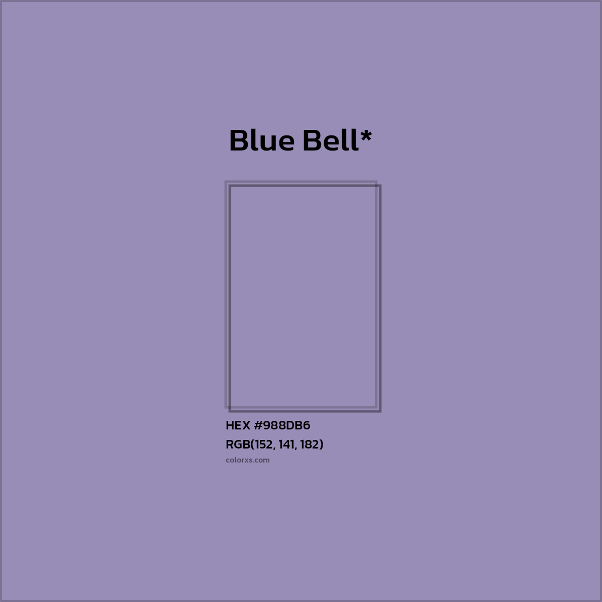 #988DB6 hex color. RGB, RYB, CMYK, HSL, HSV codes and color conversions. Matching color names, palettes, paints.
