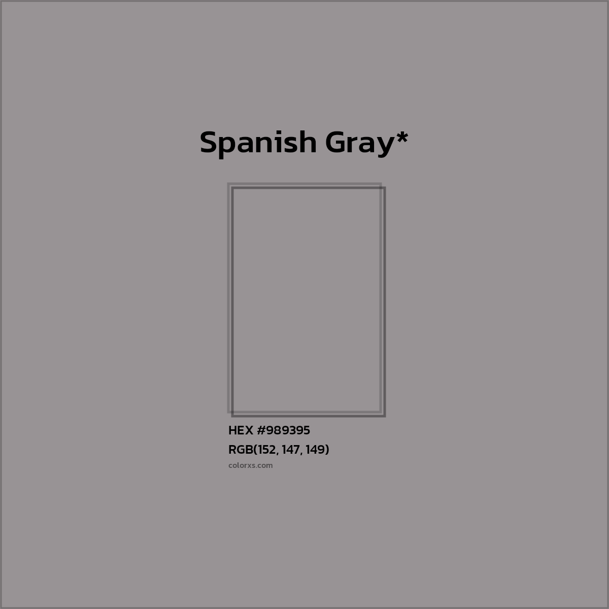 #989395 hex color. RGB, RYB, CMYK, HSL, HSV codes and color conversions. Matching color names, palettes, paints.