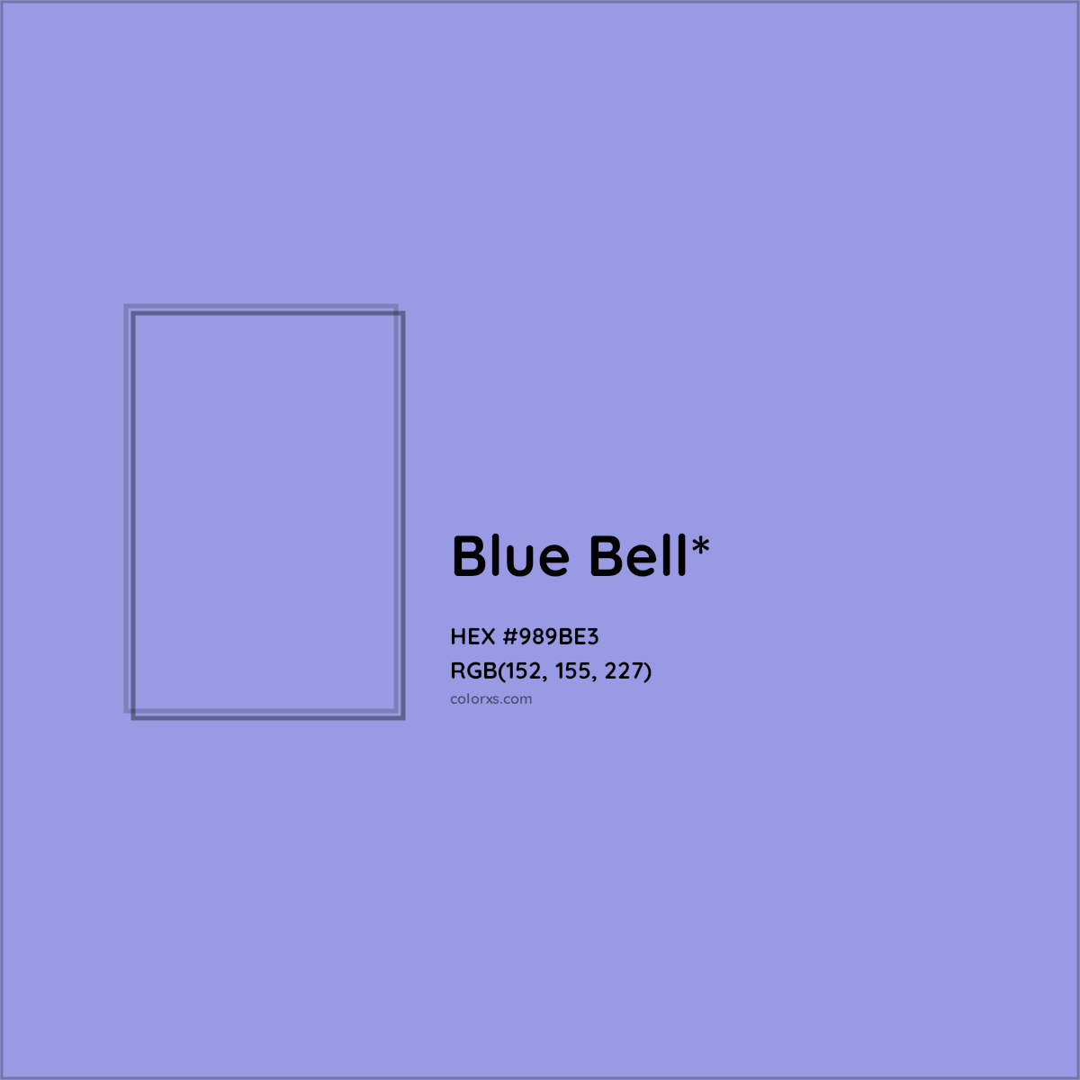 #989BE3 hex color. RGB, RYB, CMYK, HSL, HSV codes and color conversions. Matching color names, palettes, paints.