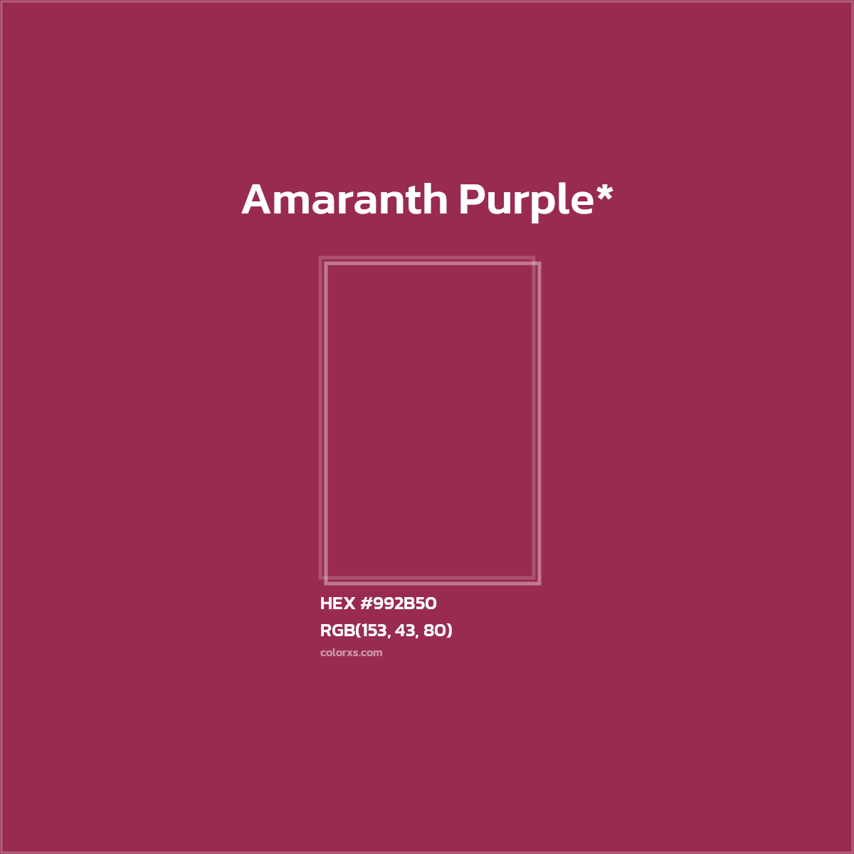 #992B50 hex color. RGB, RYB, CMYK, HSL, HSV codes and color conversions. Matching color names, palettes, paints.