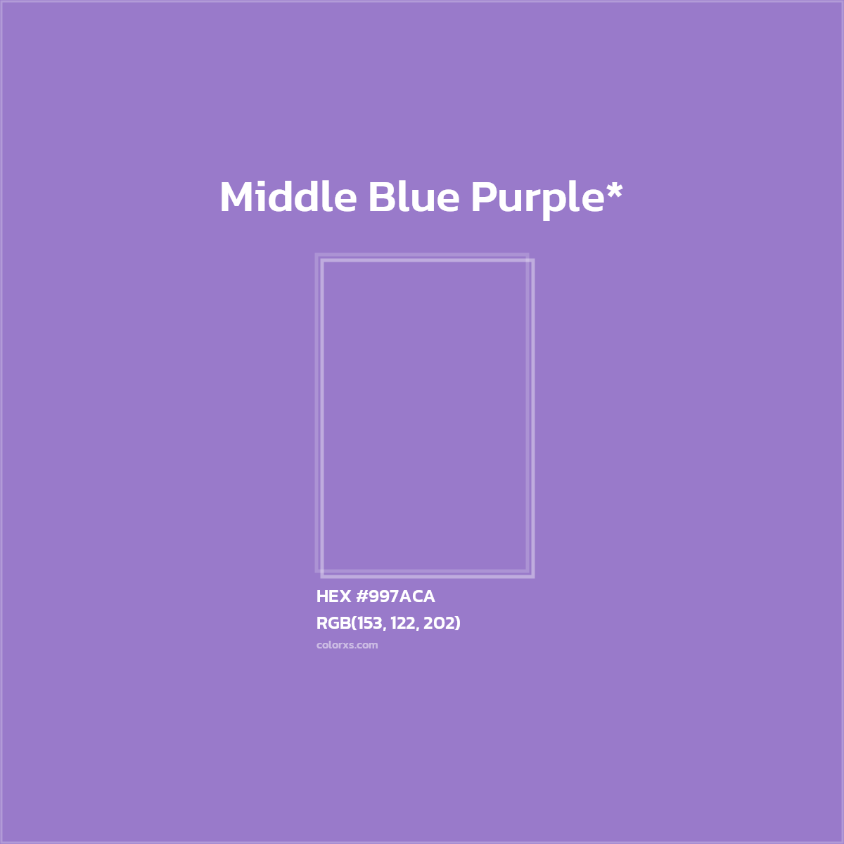 #997ACA hex color. RGB, RYB, CMYK, HSL, HSV codes and color conversions. Matching color names, palettes, paints.