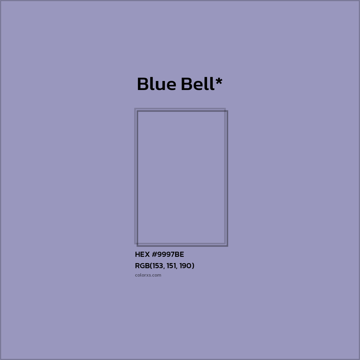 #9997BE hex color. RGB, RYB, CMYK, HSL, HSV codes and color conversions. Matching color names, palettes, paints.