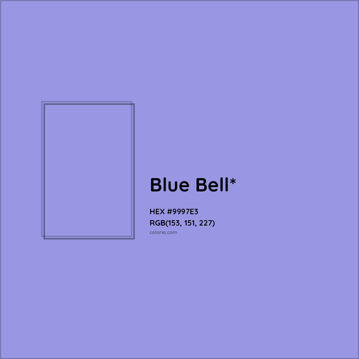 #9997E3 hex color. RGB, RYB, CMYK, HSL, HSV codes and color conversions. Matching color names, palettes, paints.