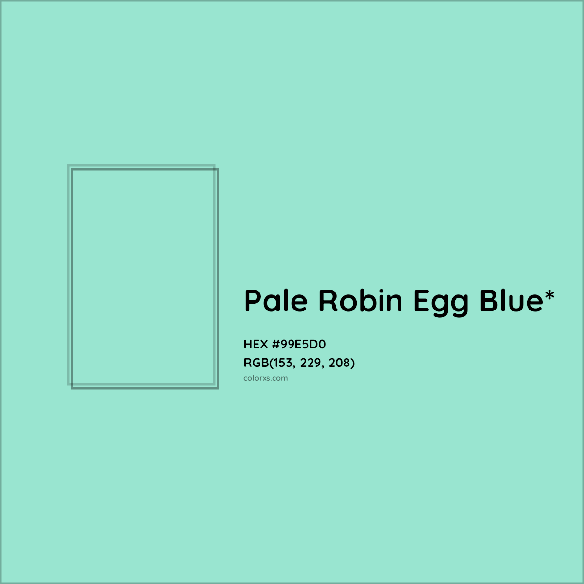 #99E5D0 hex color. RGB, RYB, CMYK, HSL, HSV codes and color conversions. Matching color names, palettes, paints.