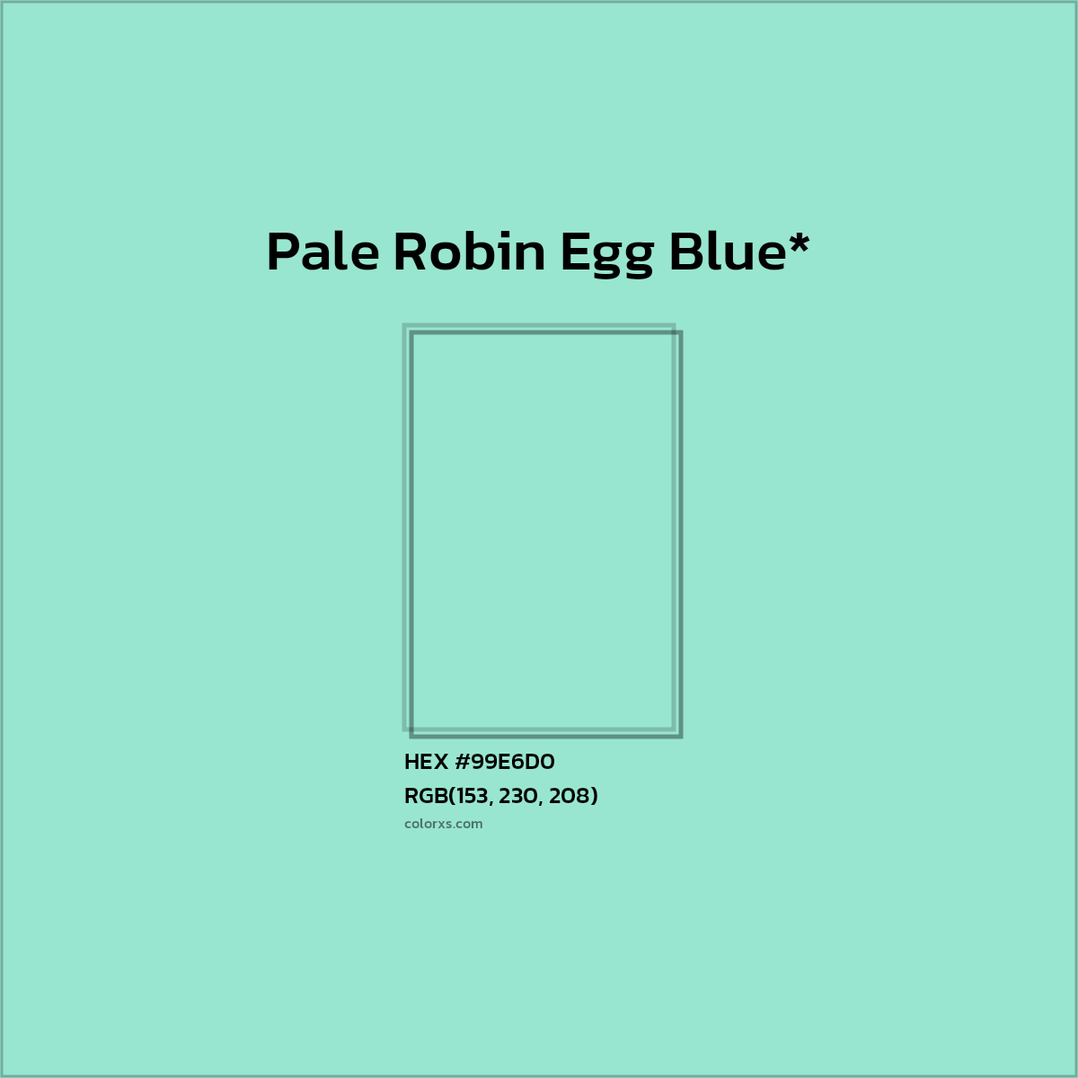 #99E6D0 hex color. RGB, RYB, CMYK, HSL, HSV codes and color conversions. Matching color names, palettes, paints.