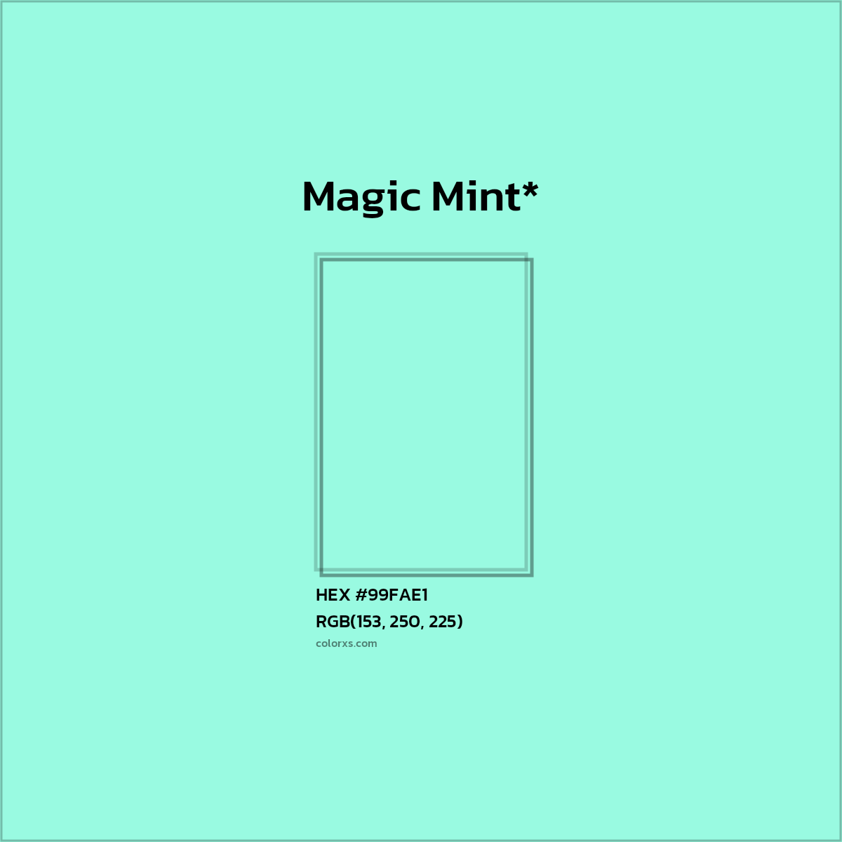 #99FAE1 hex color. RGB, RYB, CMYK, HSL, HSV codes and color conversions. Matching color names, palettes, paints.