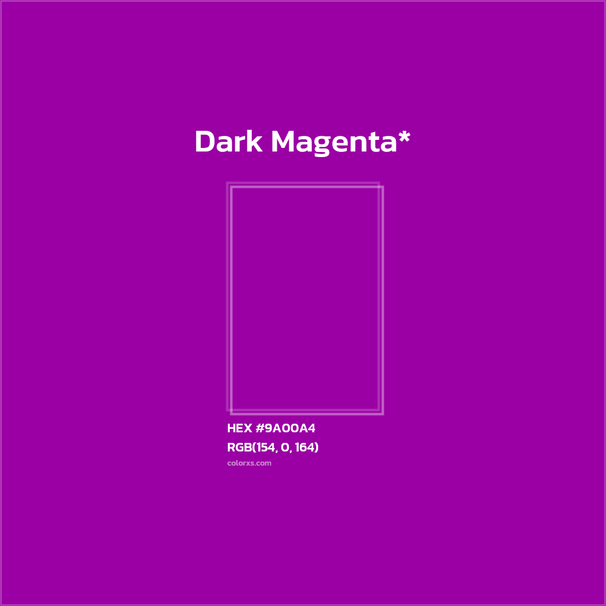 #9A00A4 hex color. RGB, RYB, CMYK, HSL, HSV codes and color conversions. Matching color names, palettes, paints.