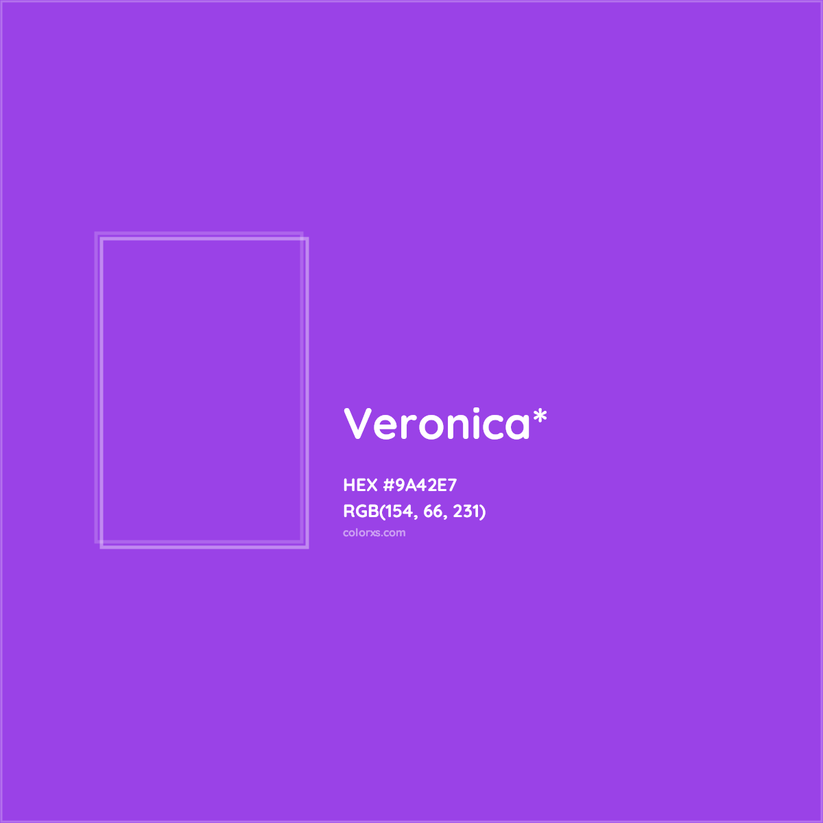 #9A42E7 hex color. RGB, RYB, CMYK, HSL, HSV codes and color conversions. Matching color names, palettes, paints.