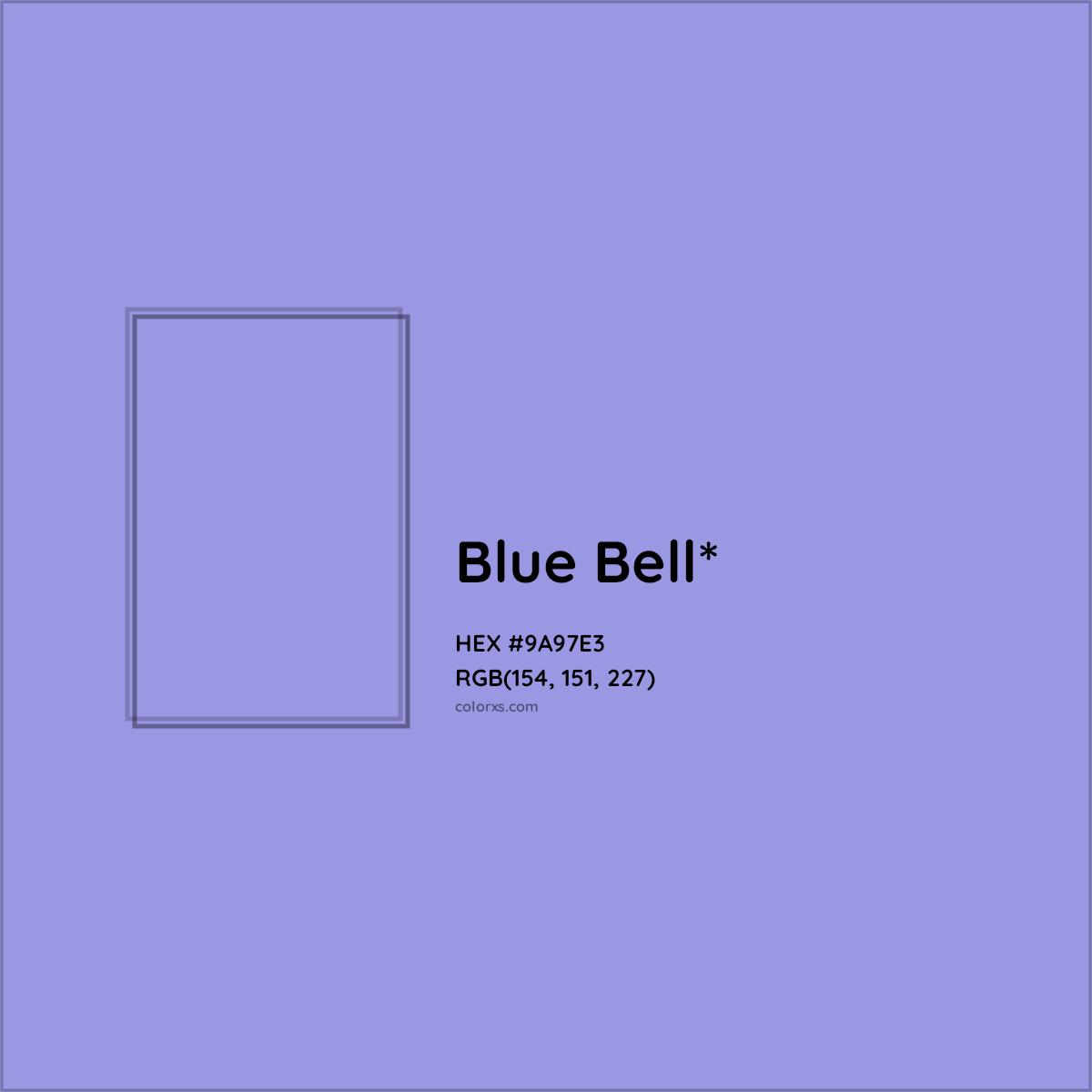 #9A97E3 hex color. RGB, RYB, CMYK, HSL, HSV codes and color conversions. Matching color names, palettes, paints.