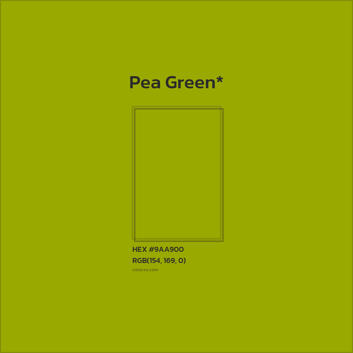 #9AA900 hex color. RGB, RYB, CMYK, HSL, HSV codes and color conversions. Matching color names, palettes, paints.