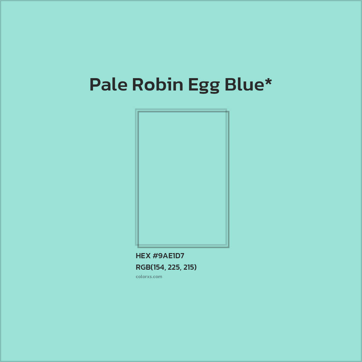#9AE1D7 hex color. RGB, RYB, CMYK, HSL, HSV codes and color conversions. Matching color names, palettes, paints.