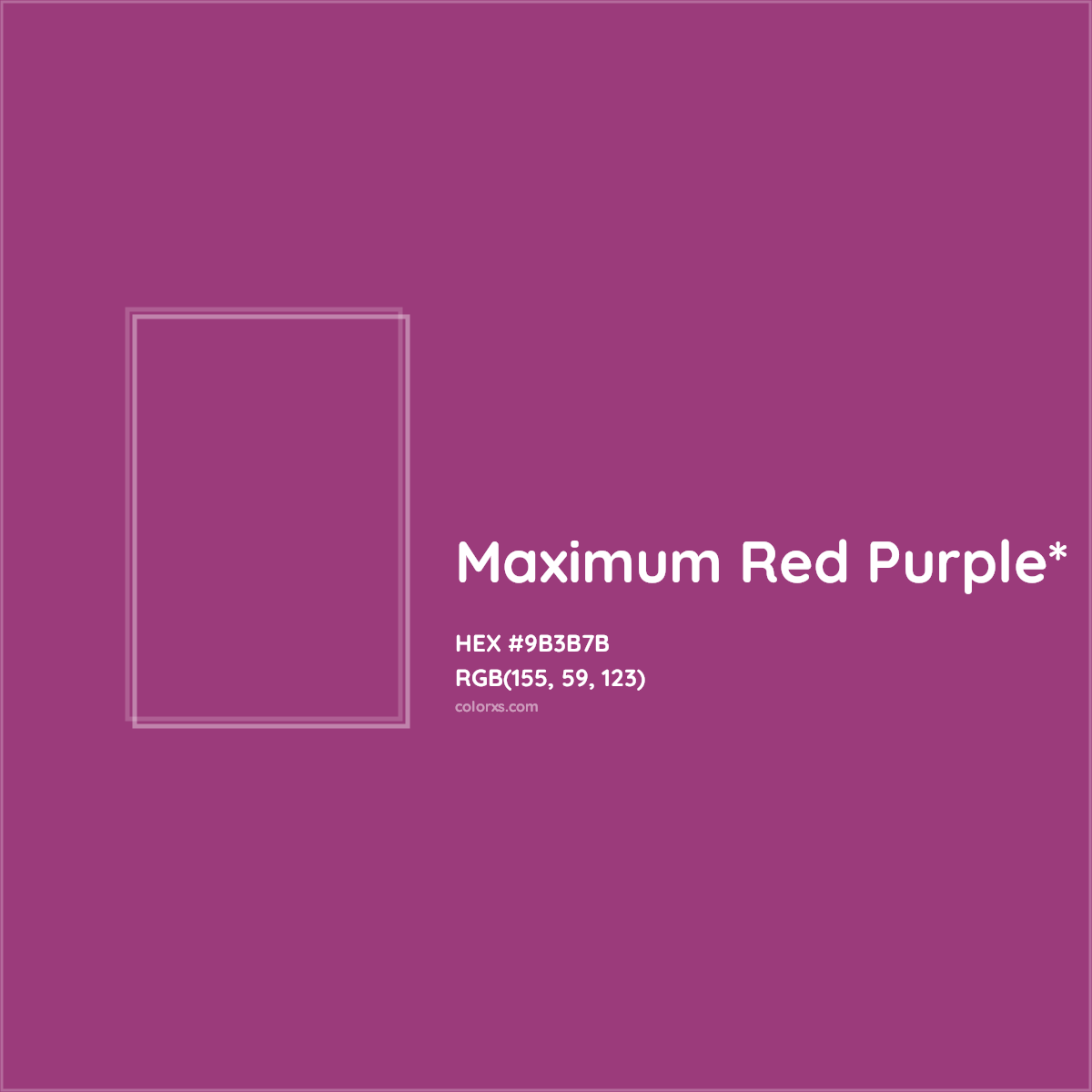 #9B3B7B hex color. RGB, RYB, CMYK, HSL, HSV codes and color conversions. Matching color names, palettes, paints.