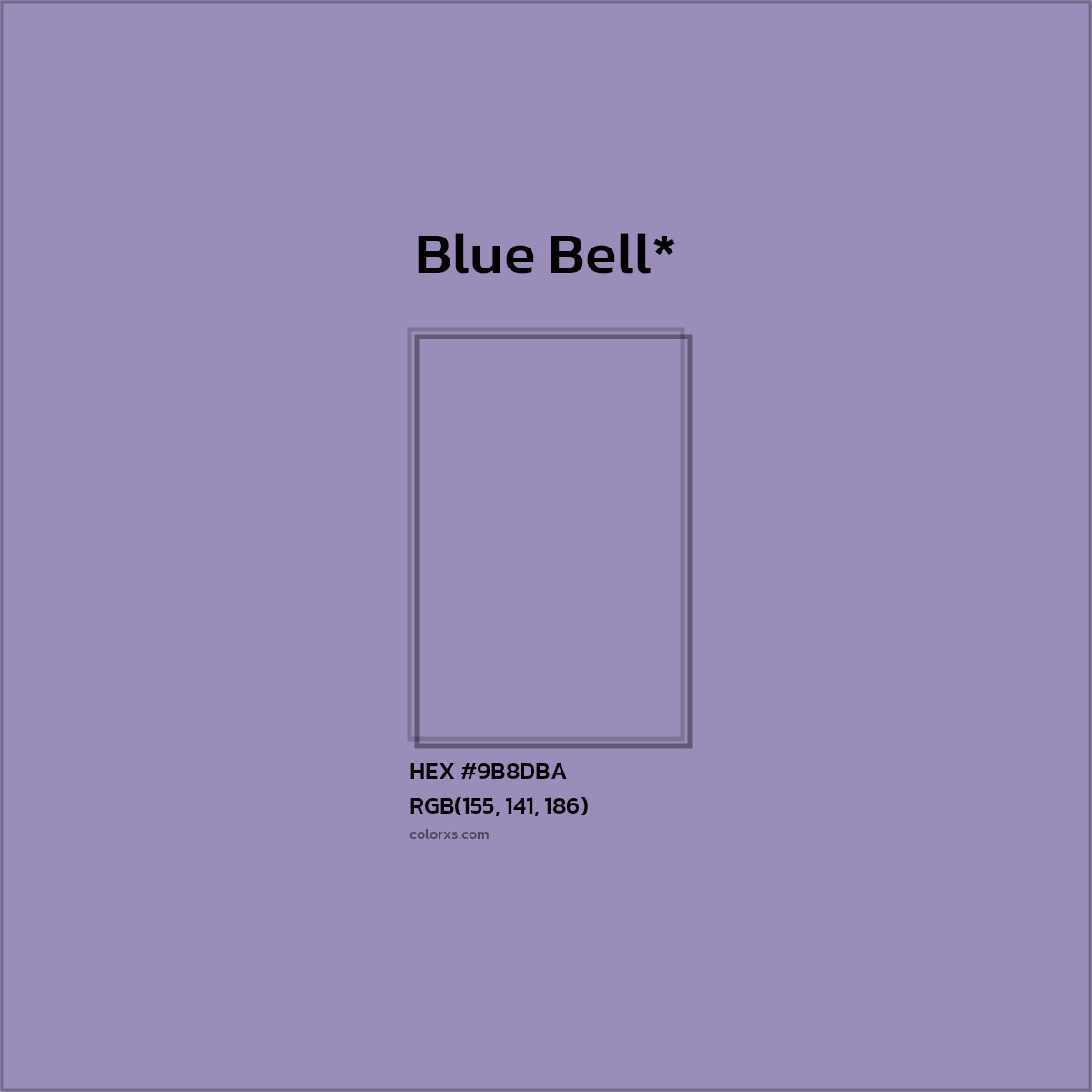 #9B8DBA hex color. RGB, RYB, CMYK, HSL, HSV codes and color conversions. Matching color names, palettes, paints.