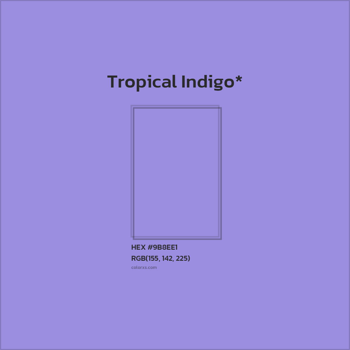 #9B8EE1 hex color. RGB, RYB, CMYK, HSL, HSV codes and color conversions. Matching color names, palettes, paints.