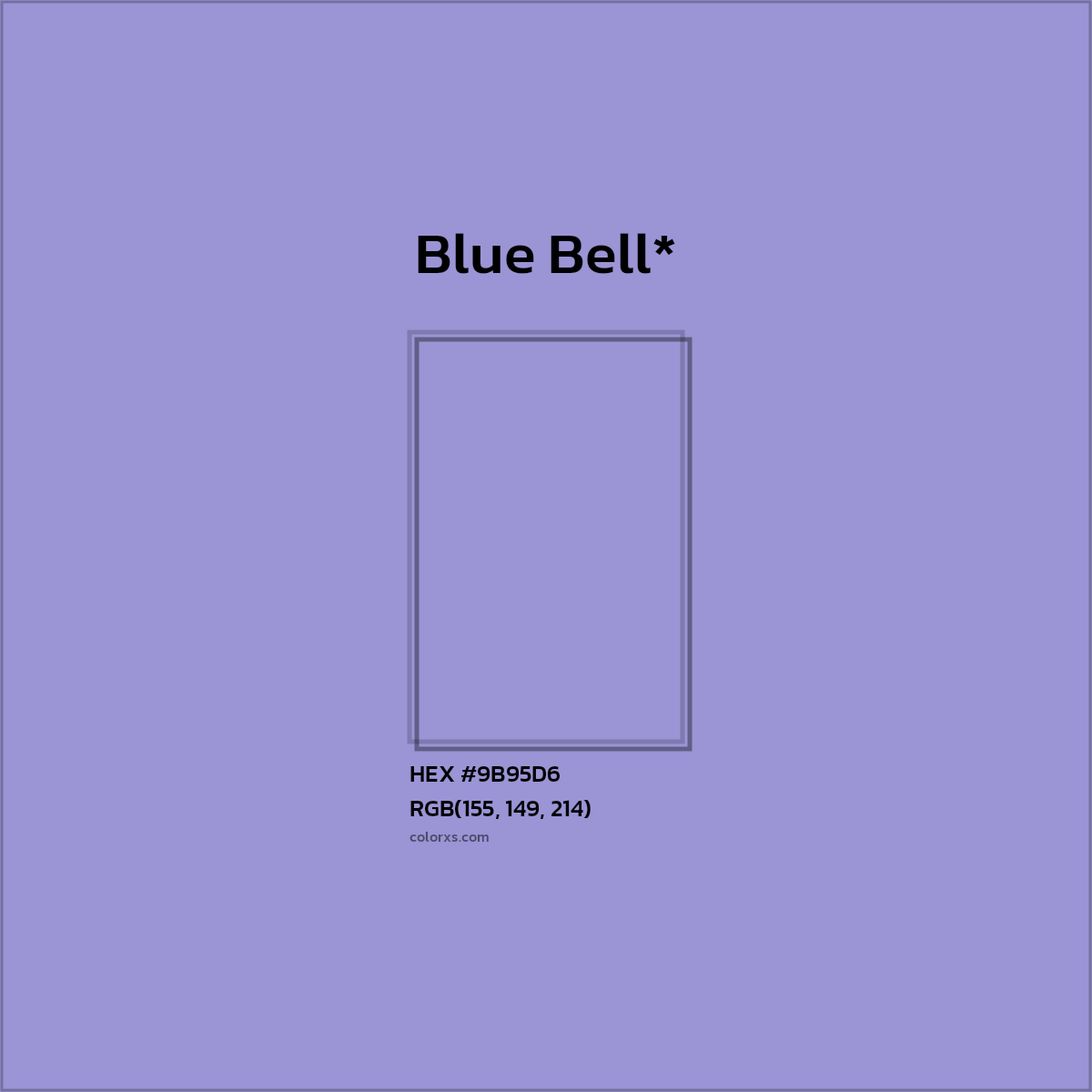 #9B95D6 hex color. RGB, RYB, CMYK, HSL, HSV codes and color conversions. Matching color names, palettes, paints.