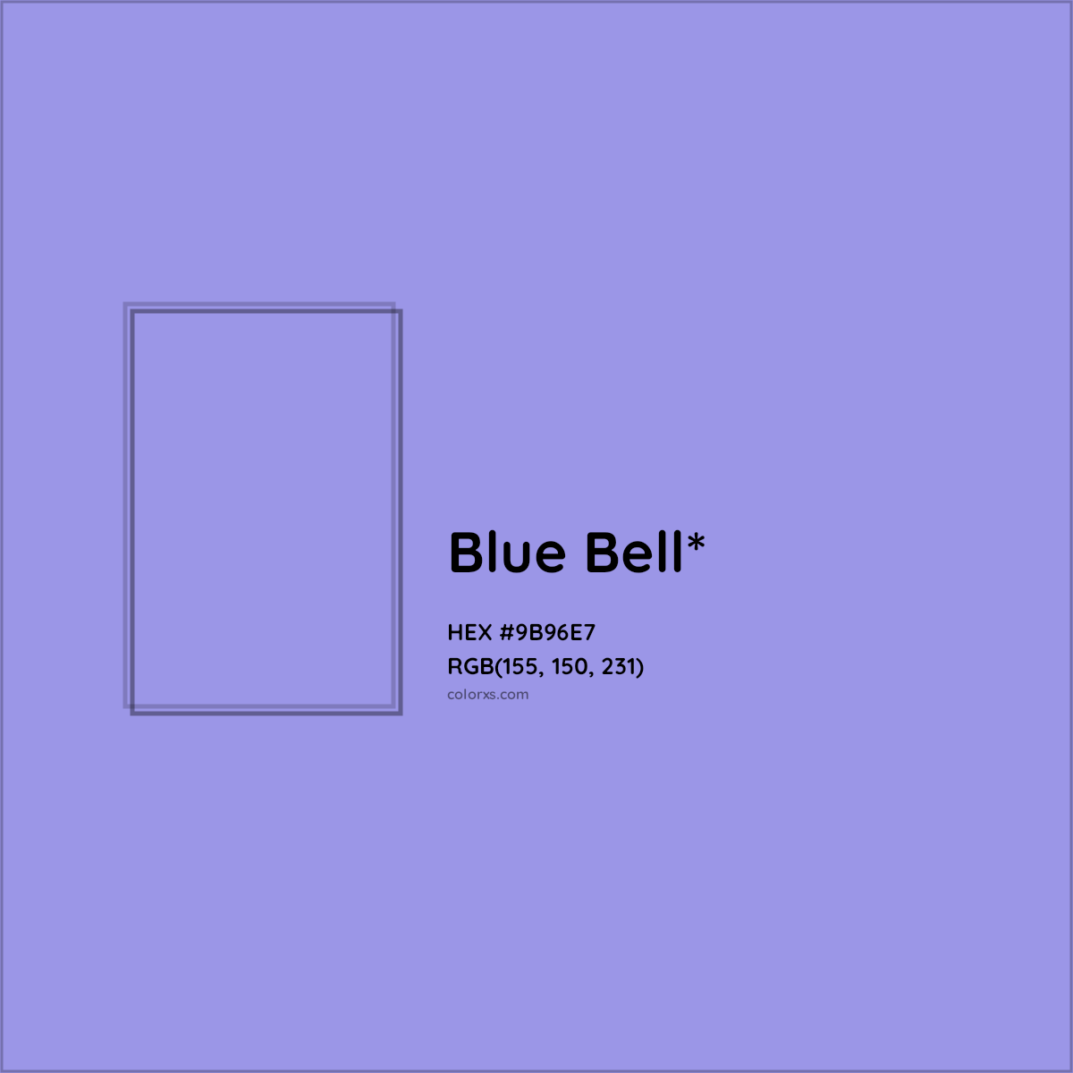 #9B96E7 hex color. RGB, RYB, CMYK, HSL, HSV codes and color conversions. Matching color names, palettes, paints.